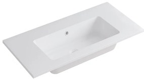 Lavabo integrale a incasso rettangolare L 90.5 x H 14 x P 46 cm in resina bianco lucido