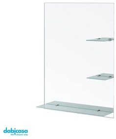 Specchio Decorativo Con Mensola In Vetro Satinato 60X80