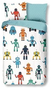Biancheria da letto in cotone per bambini Robots, 140 x 220 cm - Good Morning