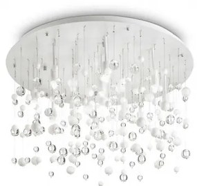 Ideal Lux -  Plafoniera NEVE PL12  - Lampada plafoniera con montatura in cromo. Design italiano. Decorazioni: sfere di vetro forate e fissate a cavi di nylon trasparente.