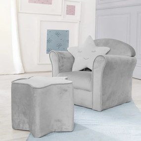 Sedia per bambini in velluto grigio chiaro Lil Sofa - Roba
