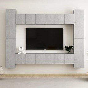 Set porta tv 10 pz grigio cemento in truciolato