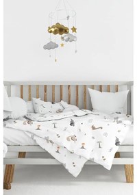 Set copripiumino e federa da bambini bianco in cotone renforcé per culla 100x150 cm Dinozor – Mijolnir
