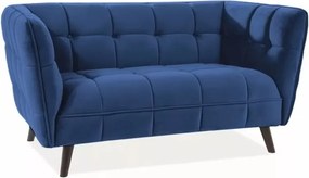 Divano Castello Velvet 2 posti in velluto blu navy Bluvel 86 e struttura in legno wenge – 145x85x78 cm