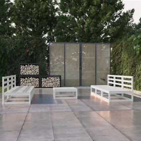 Set divani da giardino 7 pz bianco in legno massello di pino