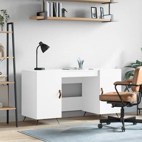 Scrivania Bianca 140x50x75 Cm İn Legno Multistrato /