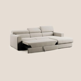 Dylan divano angolare con pouf estraibile poggiapiedi in tessuto simil cotone impermeabile T13