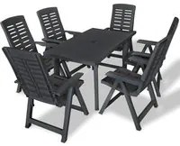 Set da Pranzo da Giardino 7 pz in Plastica Antracite cod mxl 44552