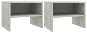 Comodini grigio cemento 2 pz 40x30x30 cm in truciolato