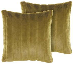 Set di 2 cuscini pelliccia verde oliva 45 x 45 cm PUMILA Beliani