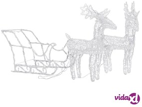 vidaXL Decorazione Natalizia Renne e Slitta 160 LED 130 cm in Acrilico