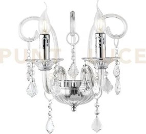 Applique a parete cristallo trasparente 2 luci attacco e14 32x22x30cm