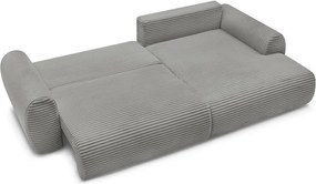 Divano angolare in grigio scuro allungabile (con penisola a destra) con rivestimento in velluto a coste Lucien – Bobochic Paris