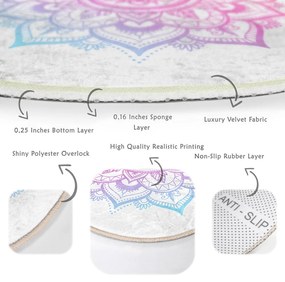 Tappeto rotondo lavabile bianco e rosa adatto ai robot aspirapolvere ø 120 cm Comfort - Mila Home