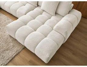 Divano angolare bianco allungabile e con contenitore (penisola a sinistra/a U) con rivestimento in ciniglia Everest – Bobochic Paris