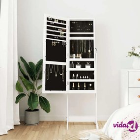 vidaXL Armadio Portagioie Specchio Autoportante Bianco 42x38x152 cm
