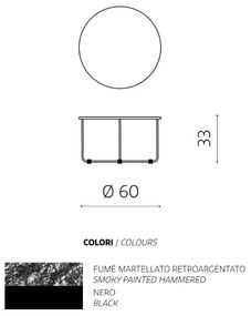 Tavolino tondo con piano vetro temperato effetto martellato Fumč JON 60