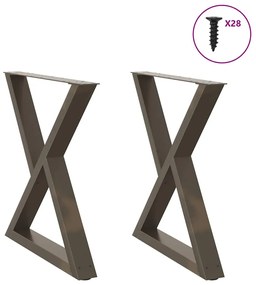 Gambe Per Tavolo Da Pranzo 2 Pz Naturale 80x(72-73,3)cm Acciaio /