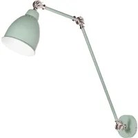 Lampada da parete moderna verde chiaro da lettura a braccio lungo in metallo bianco dal design moderno