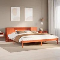 Letto Libreria senza Materasso Marrone Cera 200x200 cm in Pino 3321558