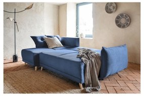 Divano letto angolare in velluto a coste blu scuro (variabile) Lazy Lukka - Miuform