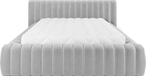 Letto matrimoniale imbottito grigio chiaro con contenitore e rete inclusi 180x200 cm Carilla – ELTAP