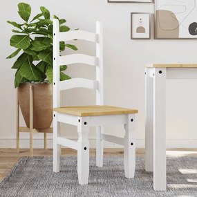 Sedie Da Pranzo 2 Pz Corona Bianche 42x47x107cm Legno Massello Di Pino /