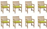 Sedie Giardino 8 pz con Cuscini Verde Brillante Massello Teak cod mxl 8364