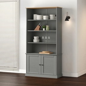 Libreria vigo 85x35x170 cm in legno massello di pino grigio