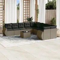 Set Divani da Giardino 11 pz con Cuscini in Polyrattan Grigio 3254259