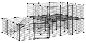 Gabbia per animali 44 pannelli con porta nera 35x35 cm acciaio
