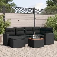 Set Divani da Giardino con Cuscini 7pz Nero Polyrattancod mxl 113519