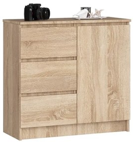 Cassettiera Credenza 80 Cm 3 Cassetti 1 Anta Artika Rovere Sonoma