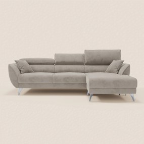 Michelangelo Divano Angolare con Penisola e Sedute Estensibili - Poggiatesta reclinabili in raffinato tessuto smacchiabile effetto vellutino T30