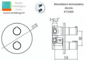 Kamalu - miscelatore doccia termostatico incasso 3 uscite modello kt1000
