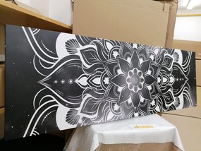 Quadro su tela – Mandala moderna con motivo orientale in bianco e nero