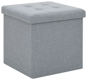 Pouf pieghevole con contenitore grigio chiaro in simil lino