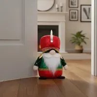 Gnomo Natale fermaporta 33 cm rosso verde