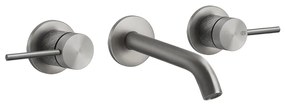 Parte esterna gruppo lavabo a parete 3 fori bocca media senza scarico parte incasso non inclusa steel brushed intreccio 54192 gessi