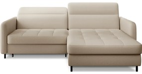 Divano angolare beige allungabile/con contenitore (con penisola a destra/con chaise lounge) e rivestimento in velluto Gomsi – ELTAP