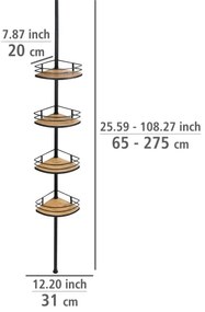 WENKO 24756100-Mensola angolare DOLCEDO 31x20 cm acciaio inox/nero/marrone