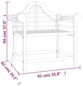 Sedie da Giardino 2 pz 91x62x94 cm in Legno Massello di Teak