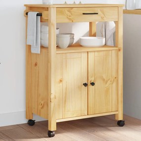 Carrello Da Cucina Monza 60x40x90 Cm İn Legno Massello Di Pino /