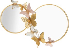 Specchio da parete con decoro Farfalle rosa-oro, 81 x 52,5 cm - Mauro Ferretti
