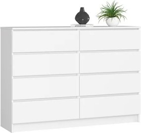 Cassettiera Credenza 140x40x100 Cm 8 Cassetti Artika Bianco Opaco