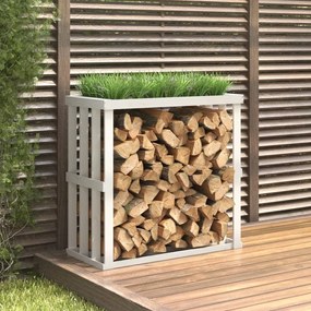 Portaceppi Da Esterno Bianco 108x52x106 Cm Legno Massello Pino /