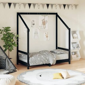 Giroletto per bambini nero 70x140 cm in legno massello di pino