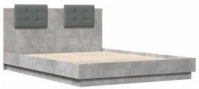 Giroletto con testiera e led grigio cemento 150x200 cm