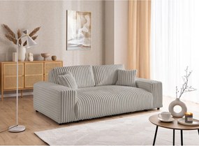 Divano grigio chiaro con rivestimento in velluto a coste 213 cm Justin – Ropez