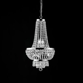 Lampadario imperiale in ferro e ottone Cromato con stass cinque luci 35x h70 cm
